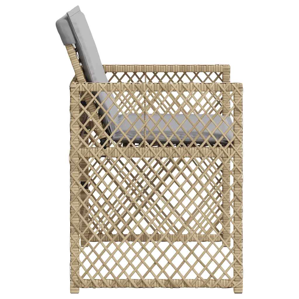 vidaXL Garden Chairs with Cushions 4 pcs Mix Beige Poly Rattan