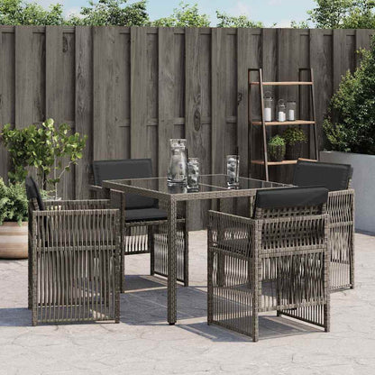 vidaXL Garden Chairs with Cushions 4 pcs Grey Poly Rattan