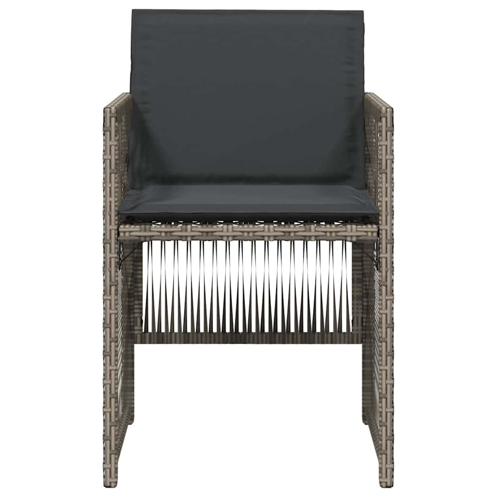 vidaXL Garden Chairs with Cushions 4 pcs Grey Poly Rattan