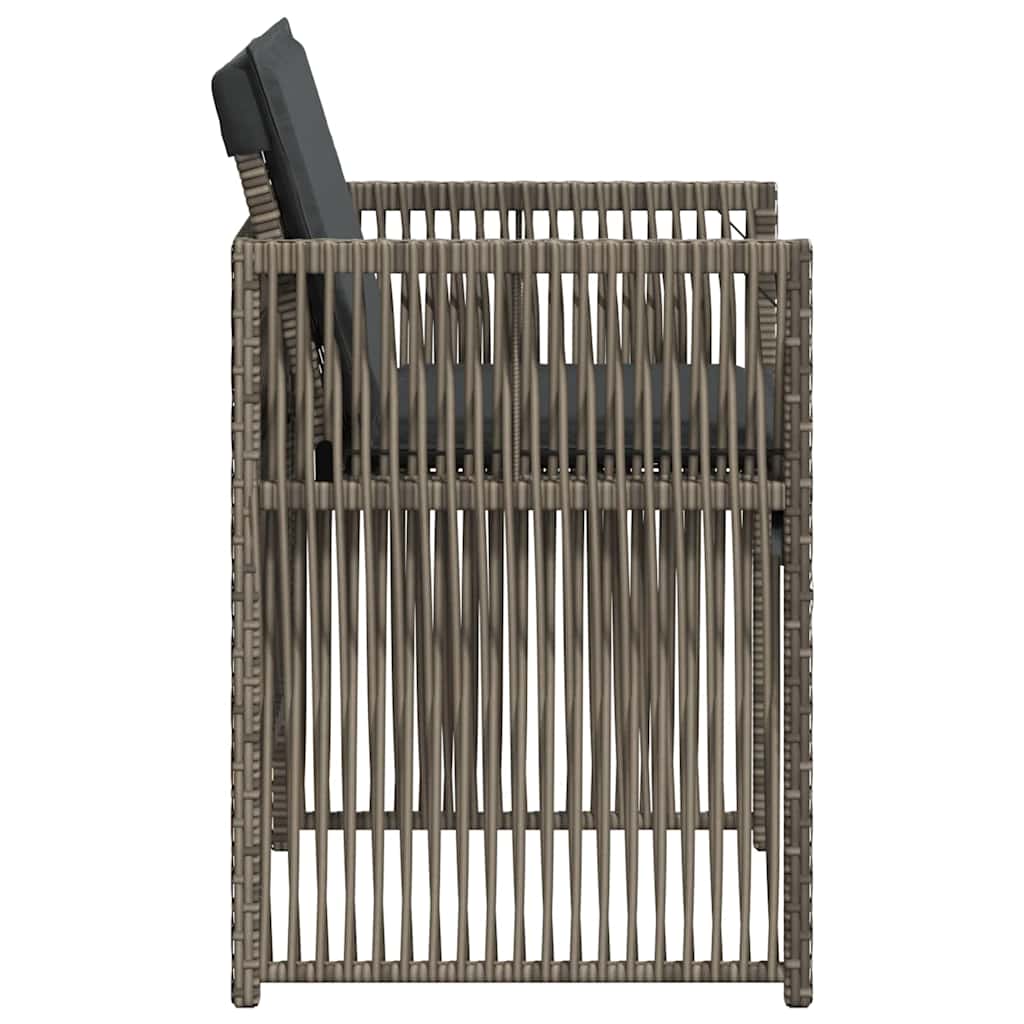 vidaXL Garden Chairs with Cushions 4 pcs Grey Poly Rattan