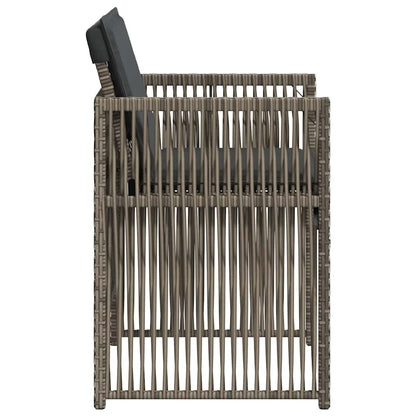 vidaXL Garden Chairs with Cushions 4 pcs Grey Poly Rattan