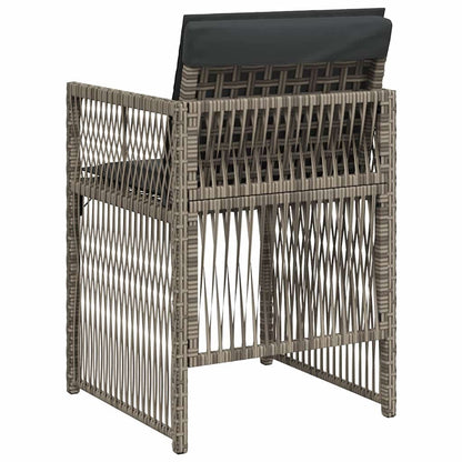 vidaXL Garden Chairs with Cushions 4 pcs Grey Poly Rattan