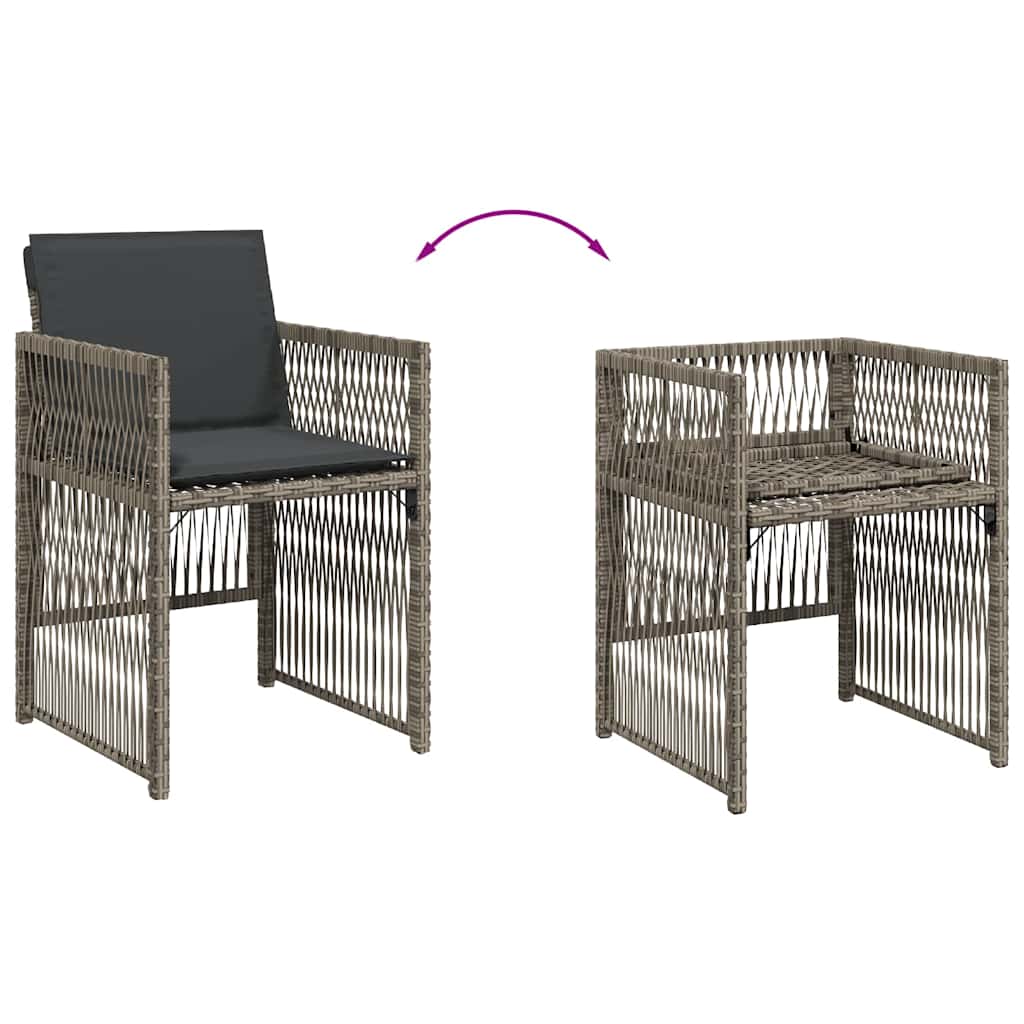 vidaXL Garden Chairs with Cushions 4 pcs Grey Poly Rattan