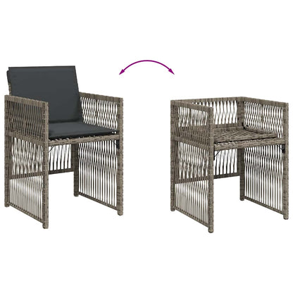 vidaXL Garden Chairs with Cushions 4 pcs Grey Poly Rattan