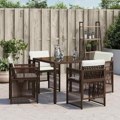 vidaXL Garden Chairs with Cushions 4 pcs Brown Poly Rattan