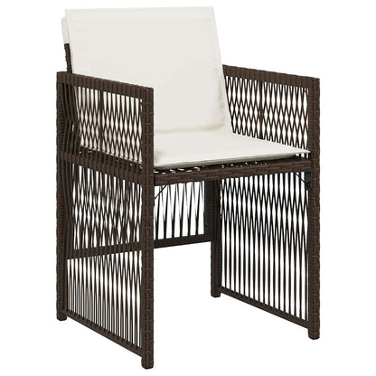vidaXL Garden Chairs with Cushions 4 pcs Brown Poly Rattan