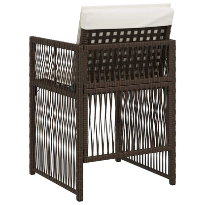 vidaXL Garden Chairs with Cushions 4 pcs Brown Poly Rattan