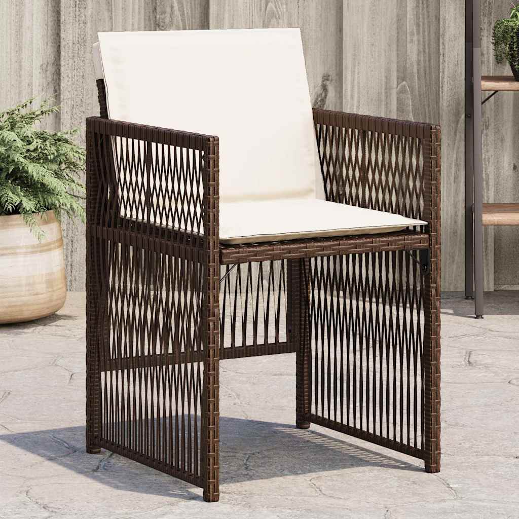 vidaXL Garden Chairs with Cushions 4 pcs Brown Poly Rattan