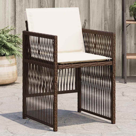 vidaXL Garden Chairs with Cushions 4 pcs Brown Poly Rattan