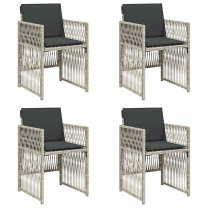 vidaXL Garden Chairs with Cushions 4 pcs Light Grey Poly Rattan