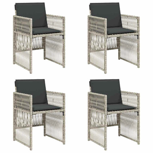 vidaXL Garden Chairs with Cushions 4 pcs Light Grey Poly Rattan