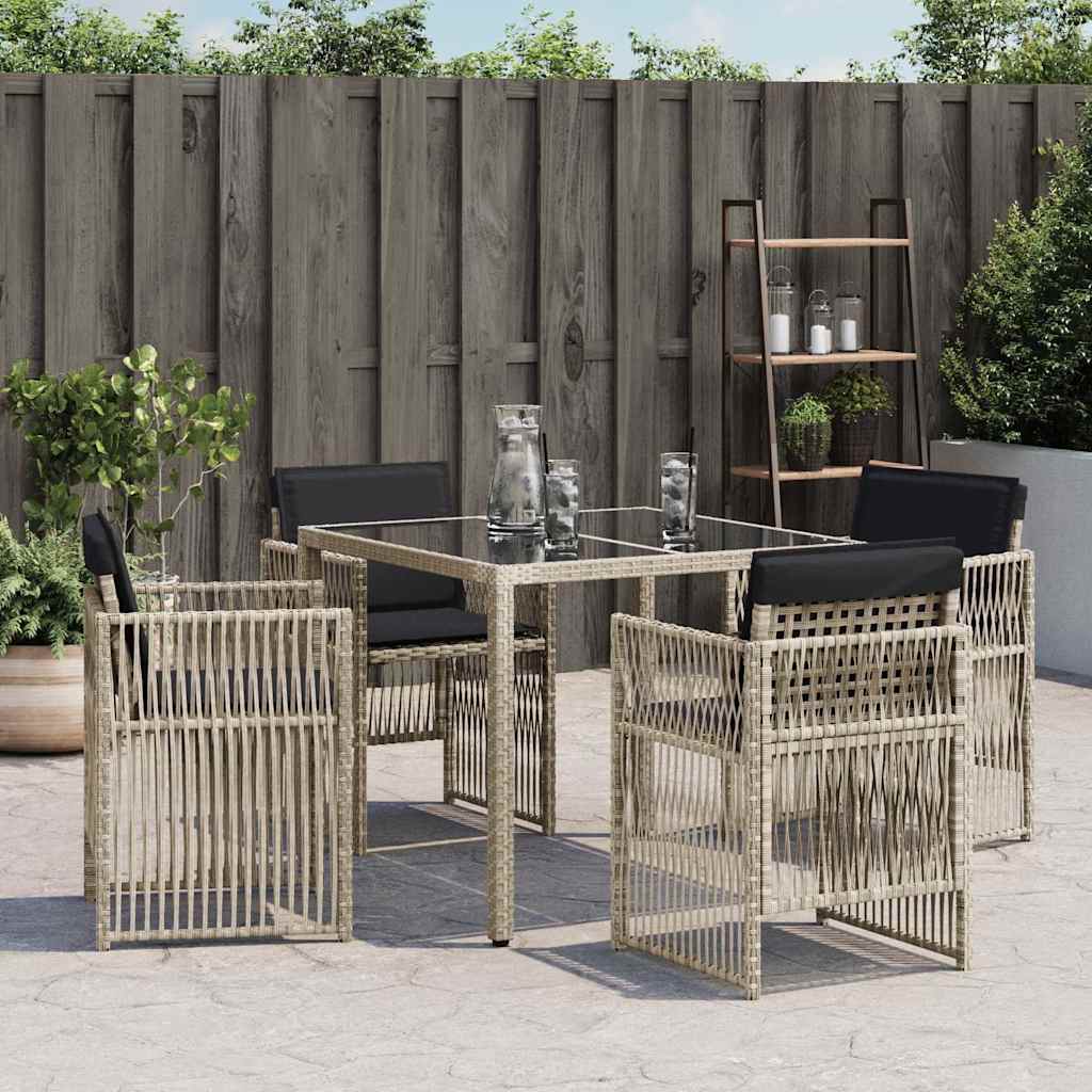 vidaXL Garden Chairs with Cushions 4 pcs Light Grey Poly Rattan
