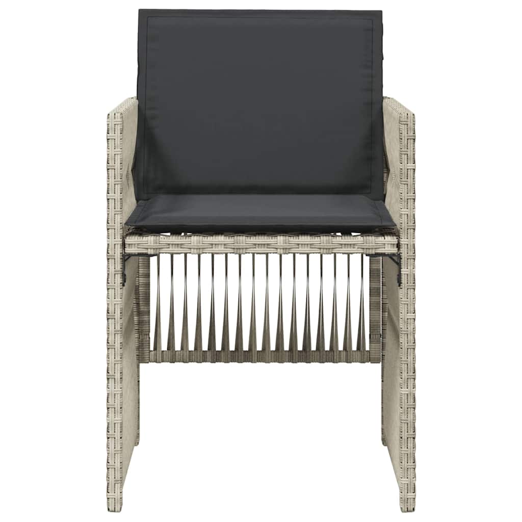 vidaXL Garden Chairs with Cushions 4 pcs Light Grey Poly Rattan