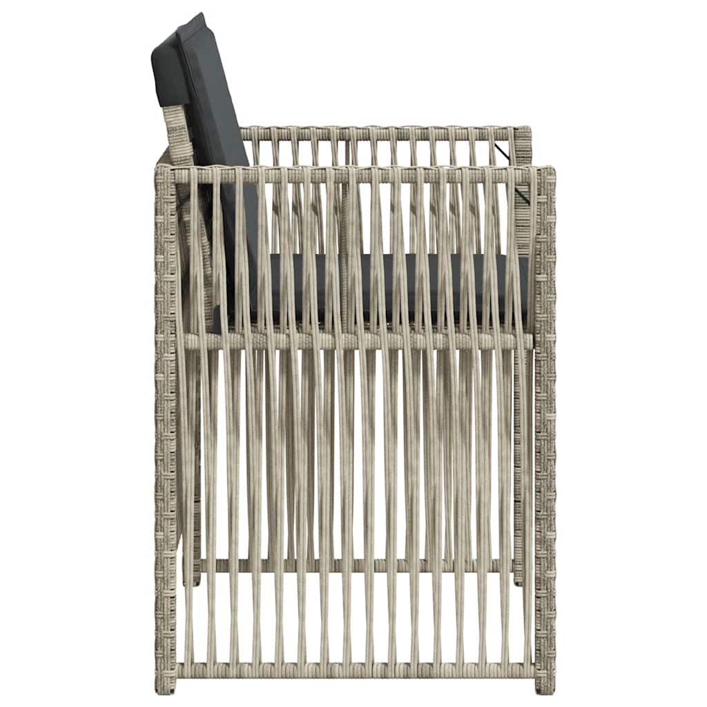 vidaXL Garden Chairs with Cushions 4 pcs Light Grey Poly Rattan