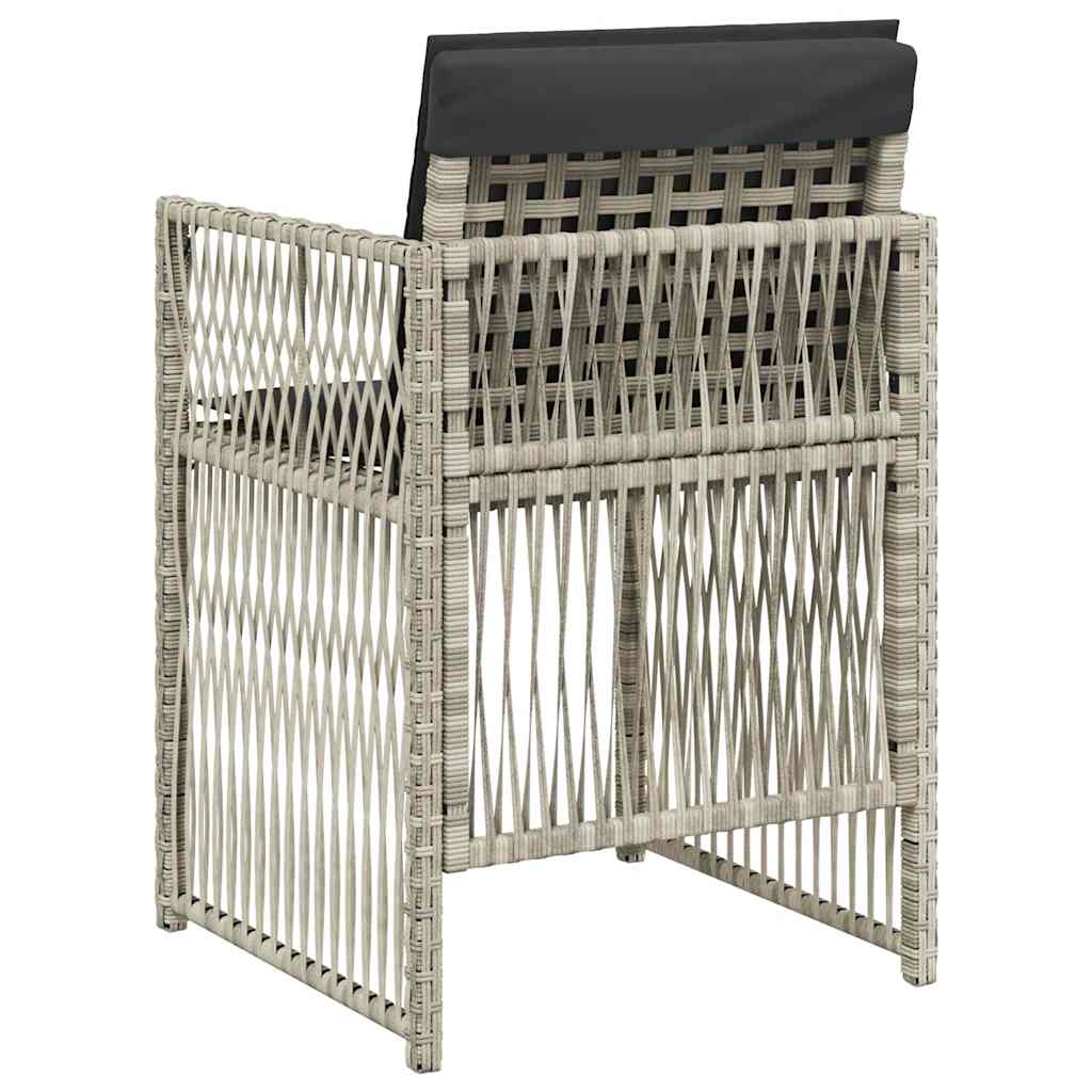 vidaXL Garden Chairs with Cushions 4 pcs Light Grey Poly Rattan