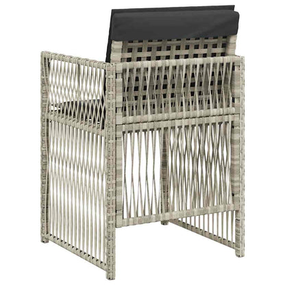 vidaXL Garden Chairs with Cushions 4 pcs Light Grey Poly Rattan