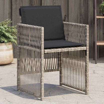 vidaXL Garden Chairs with Cushions 4 pcs Light Grey Poly Rattan