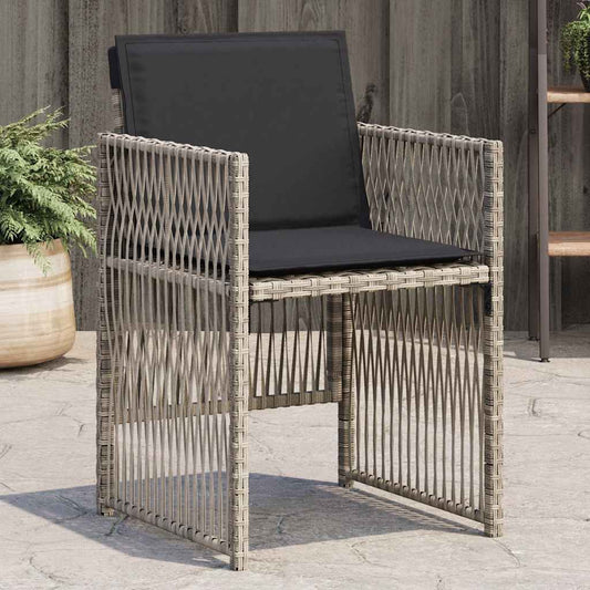 vidaXL Garden Chairs with Cushions 4 pcs Light Grey Poly Rattan