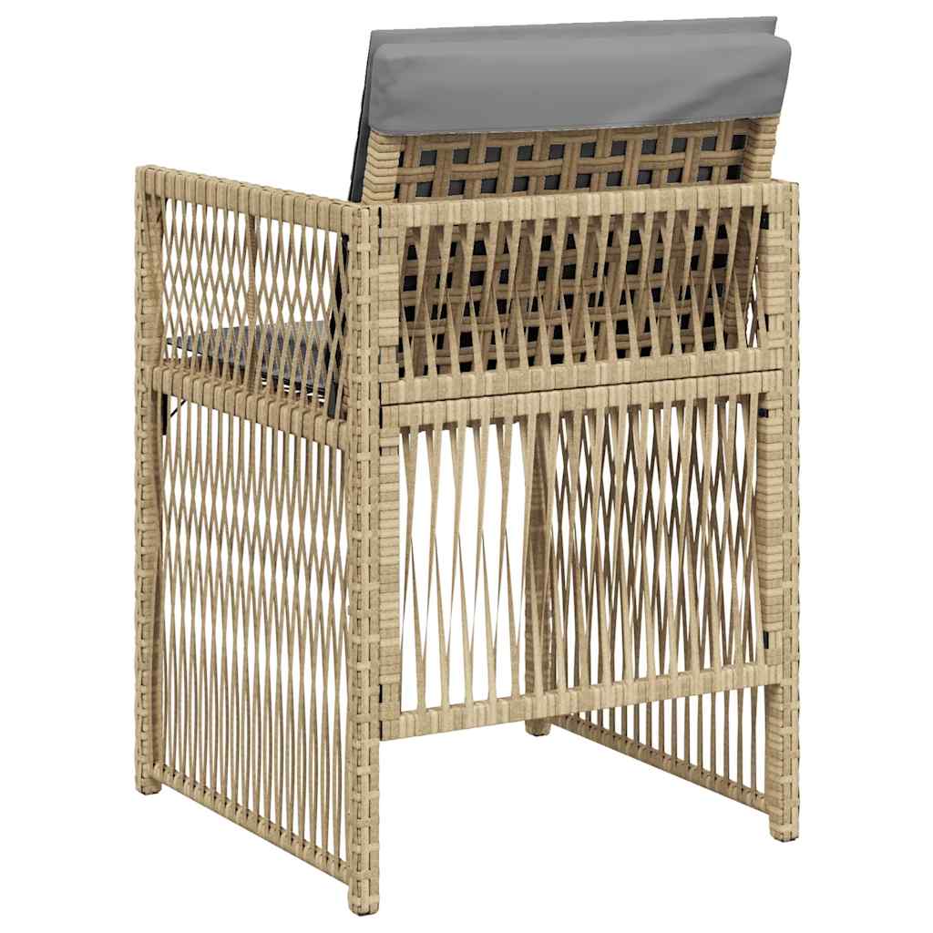 vidaXL Garden Chairs with Cushions 4 pcs Mix Beige Poly Rattan