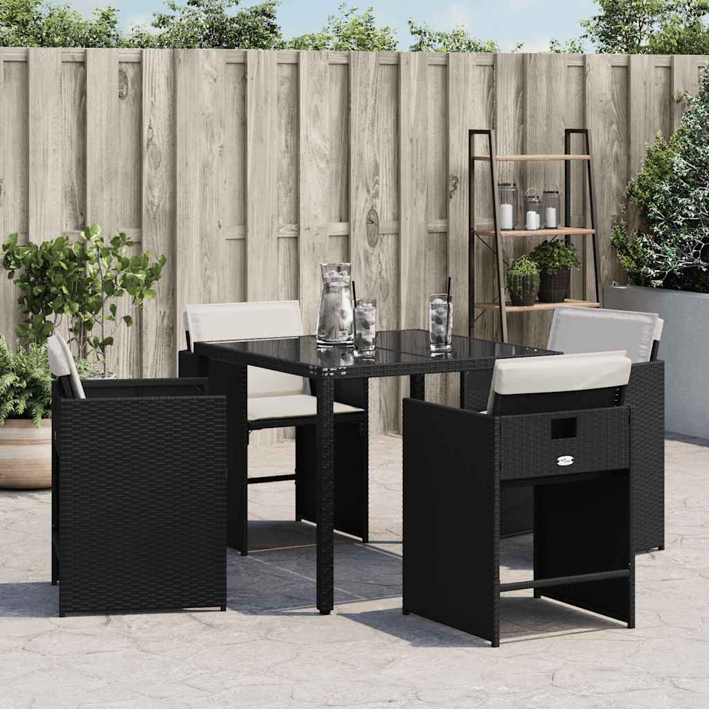 vidaXL Garden Chairs with Cushions 4 pcs Black Poly Rattan