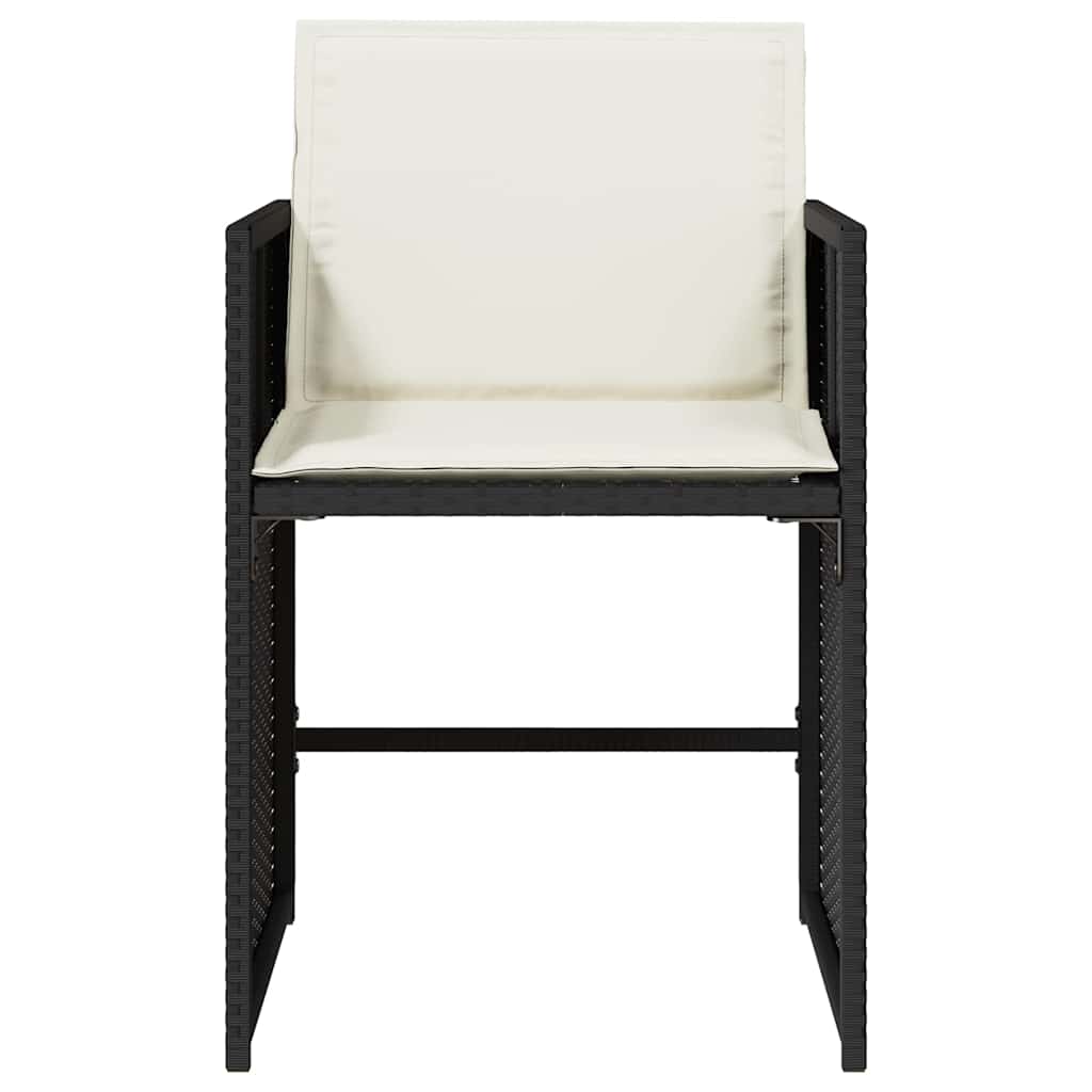 vidaXL Garden Chairs with Cushions 4 pcs Black Poly Rattan