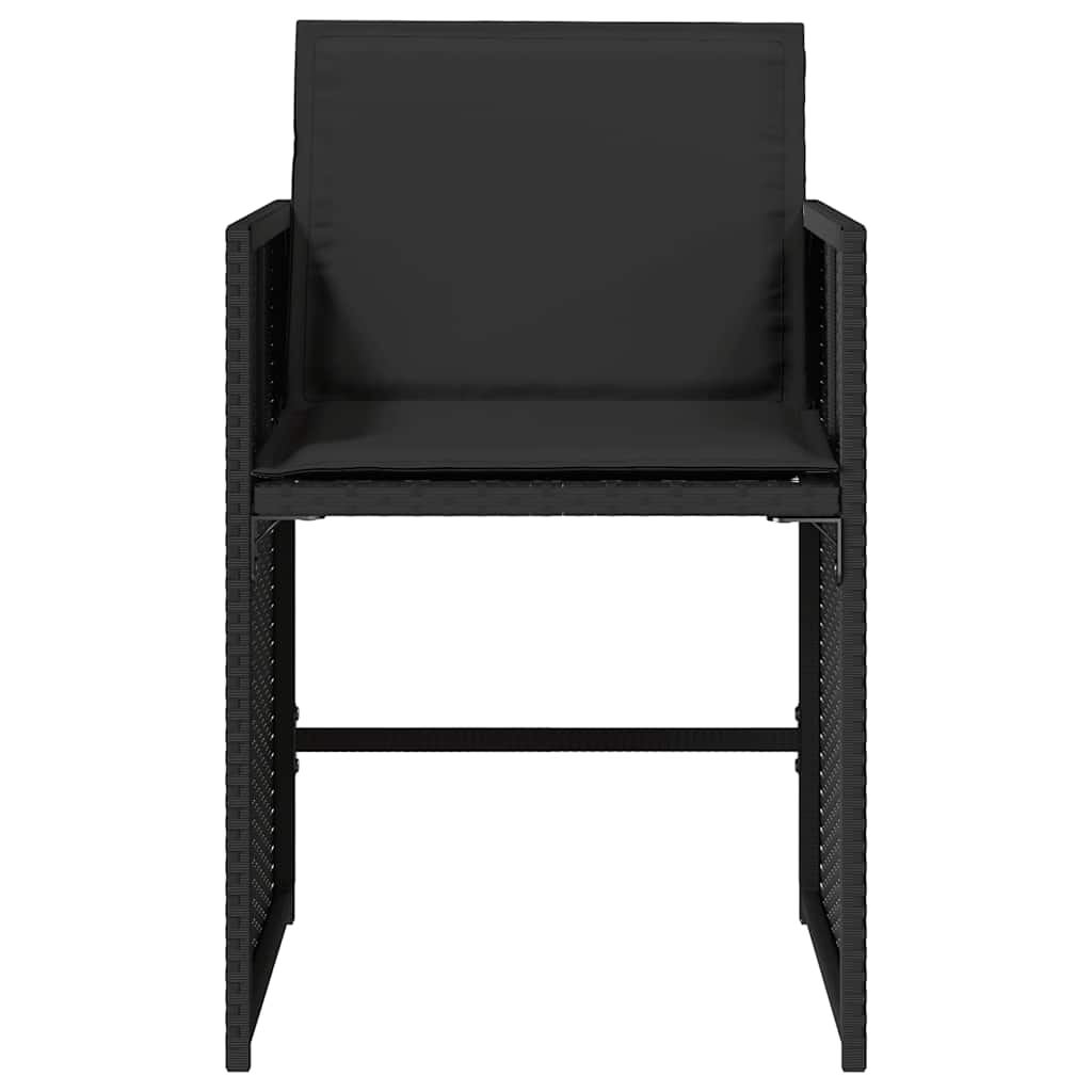 vidaXL Garden Chairs with Cushions 4 pcs Black Poly Rattan
