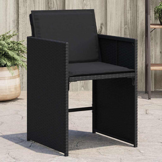 vidaXL Garden Chairs with Cushions 4 pcs Black Poly Rattan