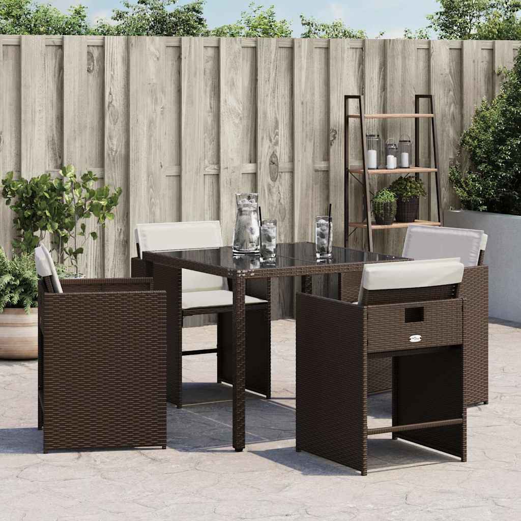 vidaXL Garden Chairs with Cushions 4 pcs Brown Poly Rattan