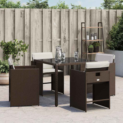 vidaXL Garden Chairs with Cushions 4 pcs Brown Poly Rattan