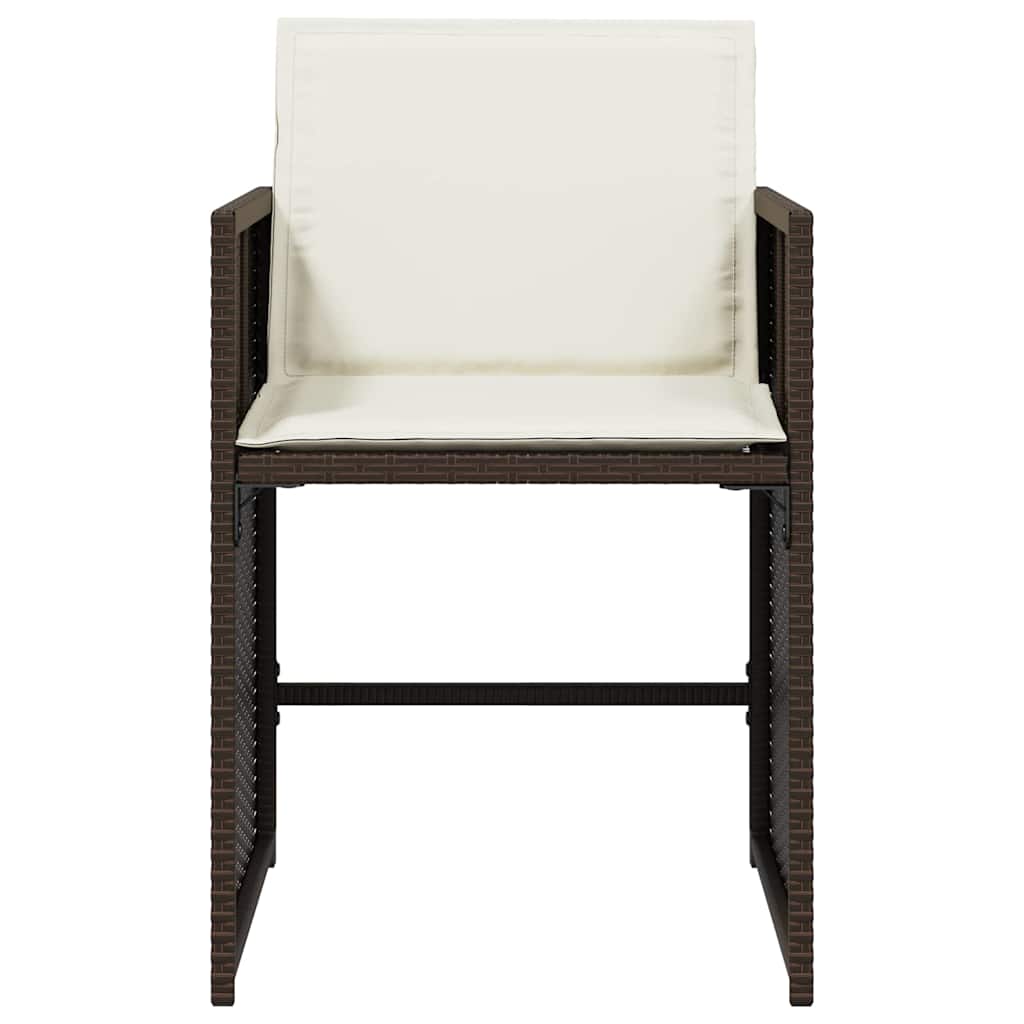vidaXL Garden Chairs with Cushions 4 pcs Brown Poly Rattan