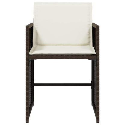 vidaXL Garden Chairs with Cushions 4 pcs Brown Poly Rattan
