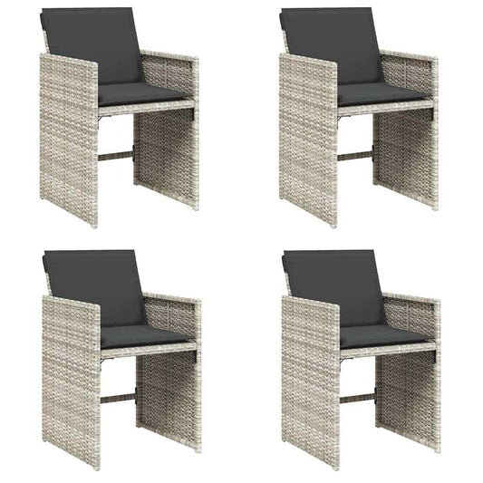 vidaXL Garden Chairs with Cushions 4 pcs Light Grey Poly Rattan