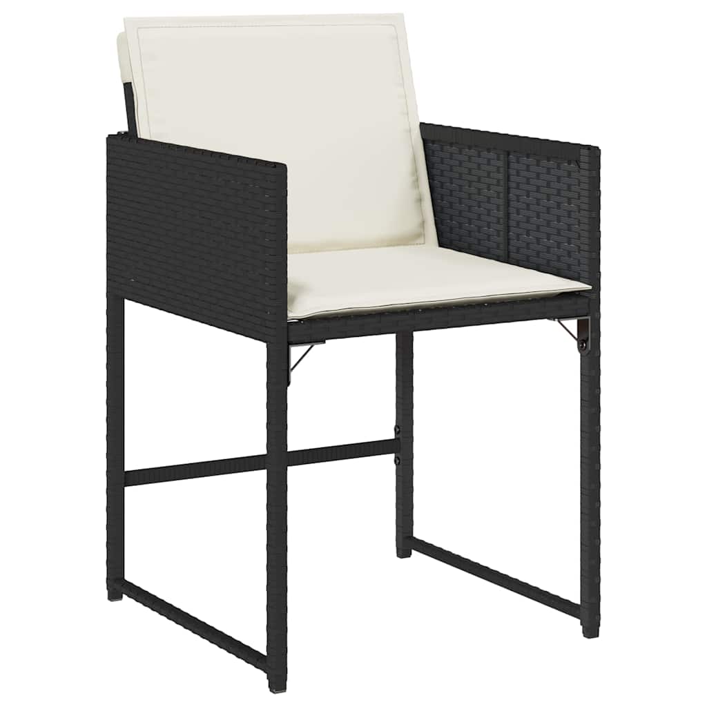 vidaXL Garden Chairs with Cushions 4 pcs Black Poly Rattan