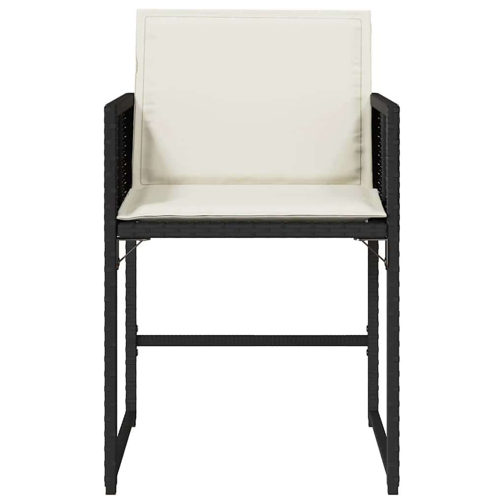 vidaXL Garden Chairs with Cushions 4 pcs Black Poly Rattan