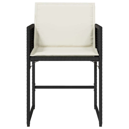 vidaXL Garden Chairs with Cushions 4 pcs Black Poly Rattan