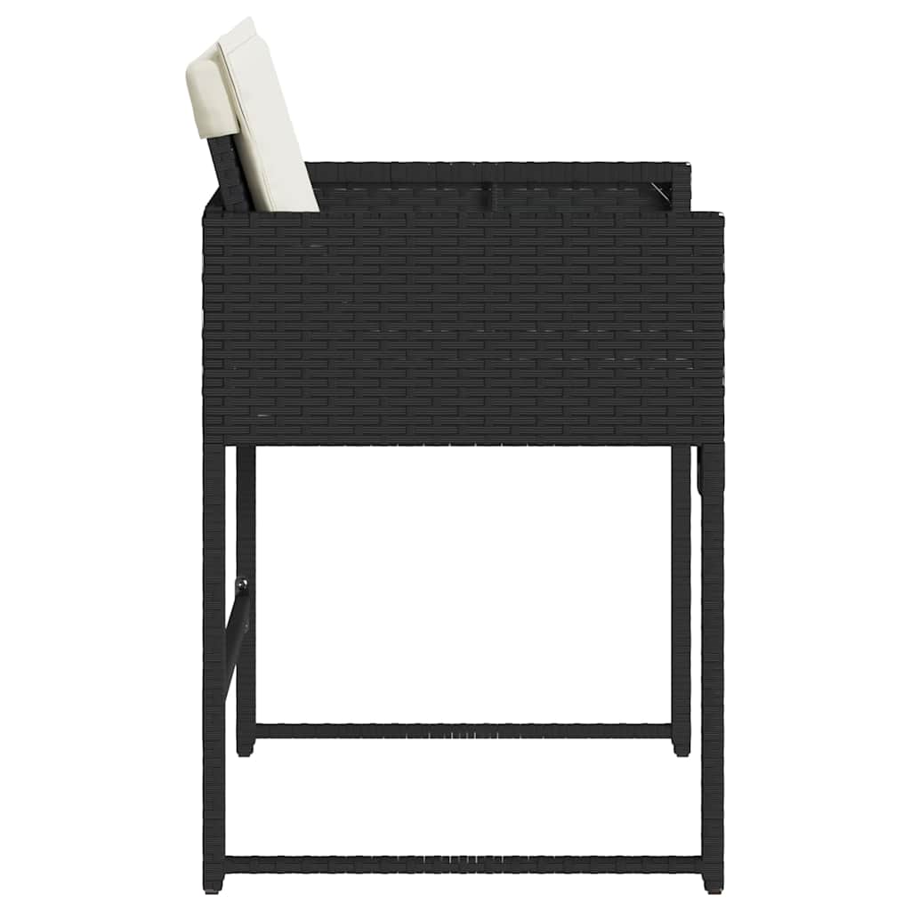 vidaXL Garden Chairs with Cushions 4 pcs Black Poly Rattan