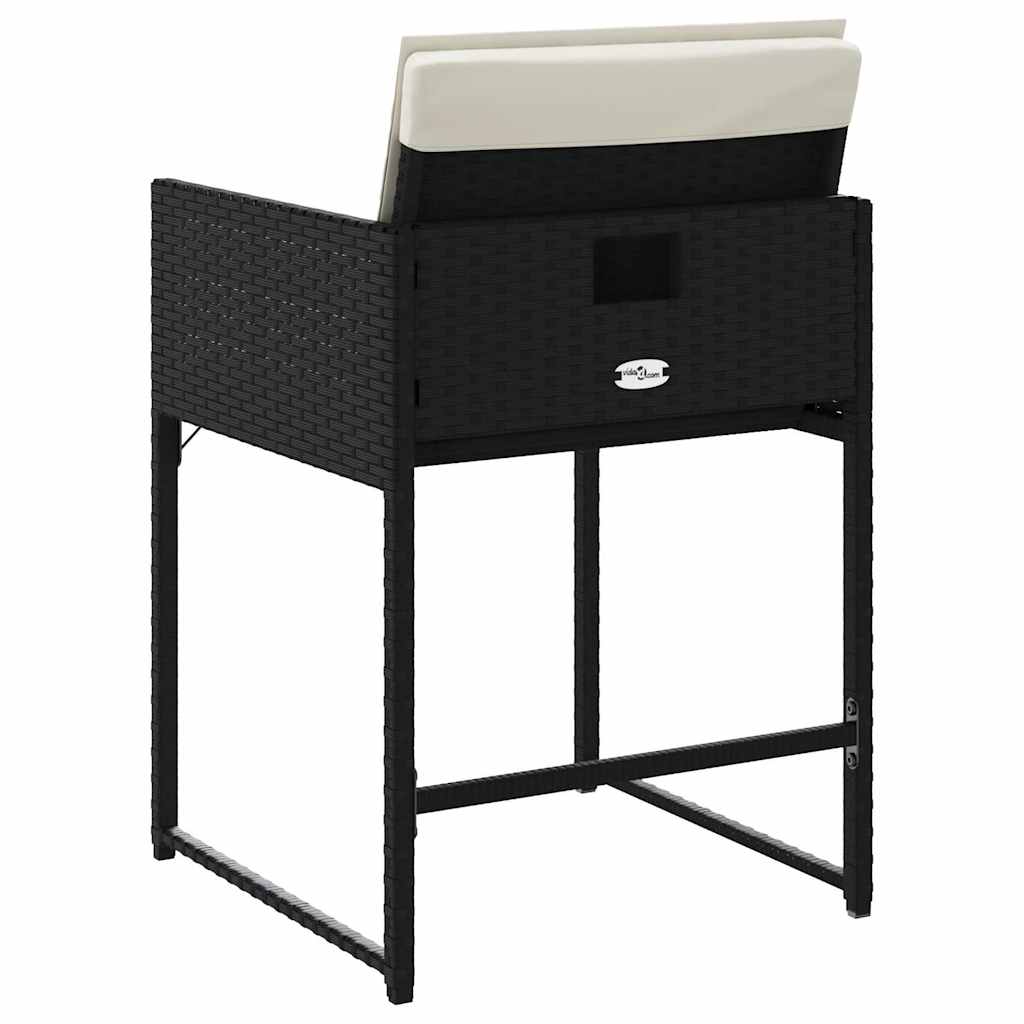 vidaXL Garden Chairs with Cushions 4 pcs Black Poly Rattan