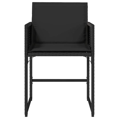 vidaXL Garden Chairs with Cushions 4 pcs Black Poly Rattan