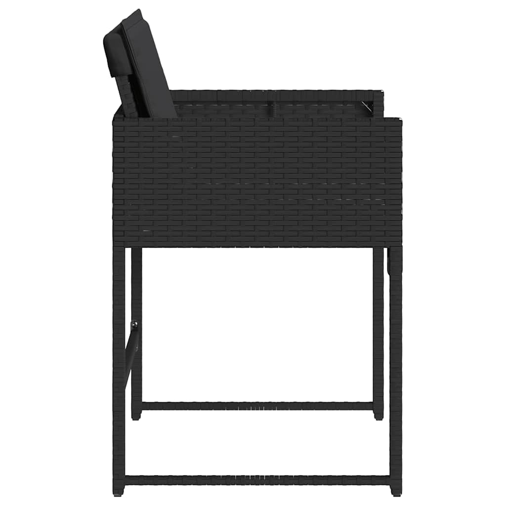 vidaXL Garden Chairs with Cushions 4 pcs Black Poly Rattan