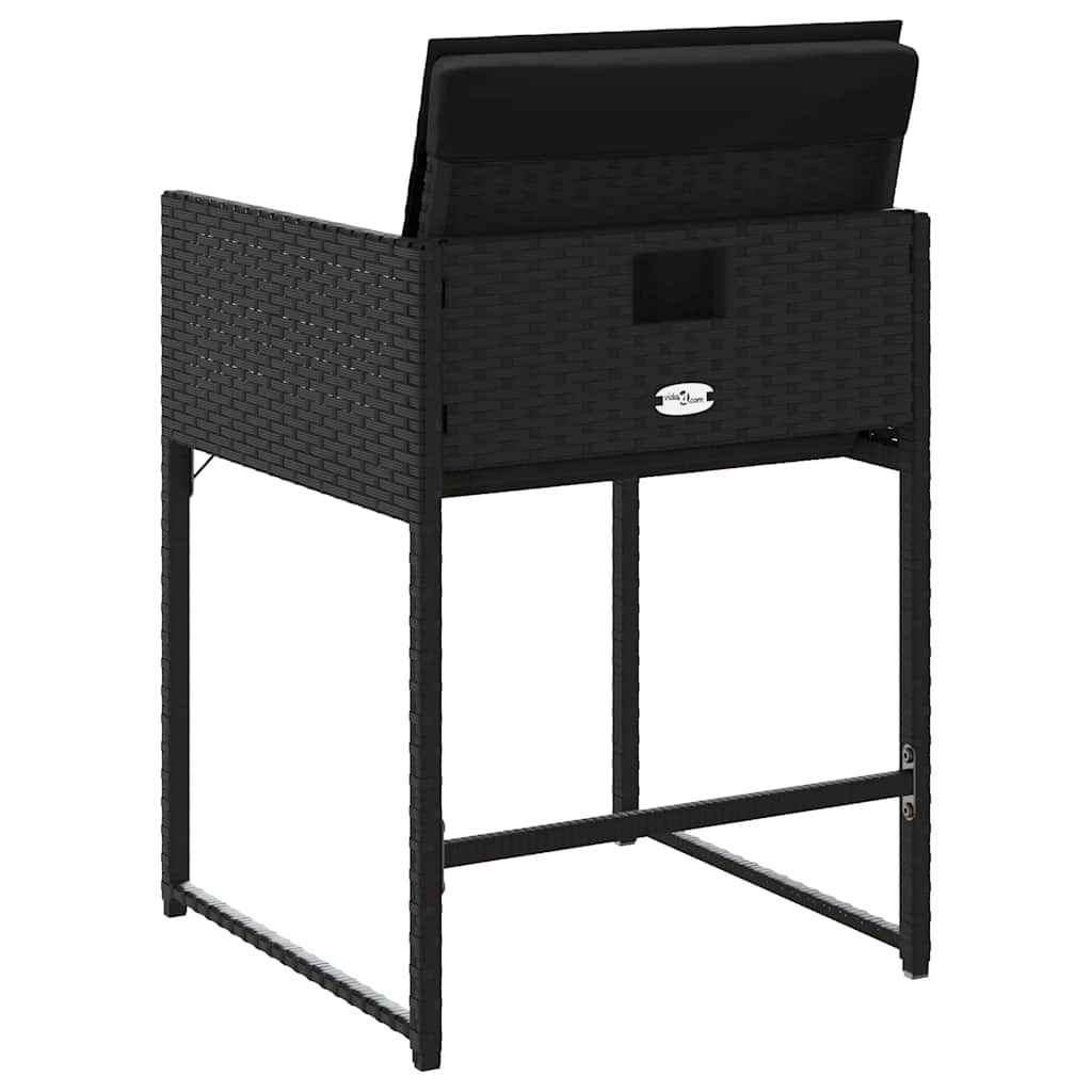 vidaXL Garden Chairs with Cushions 4 pcs Black Poly Rattan