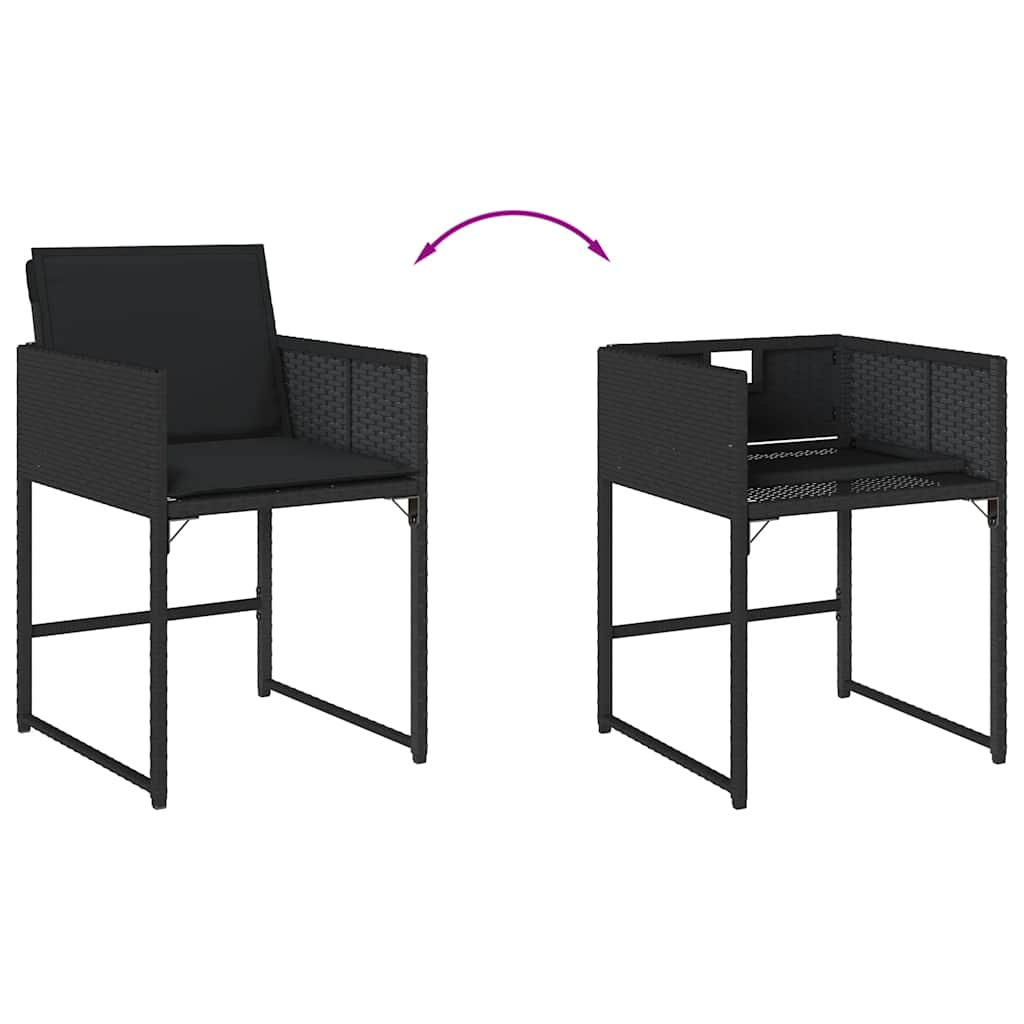 vidaXL Garden Chairs with Cushions 4 pcs Black Poly Rattan