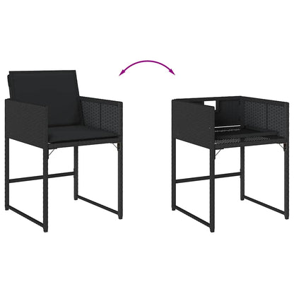 vidaXL Garden Chairs with Cushions 4 pcs Black Poly Rattan
