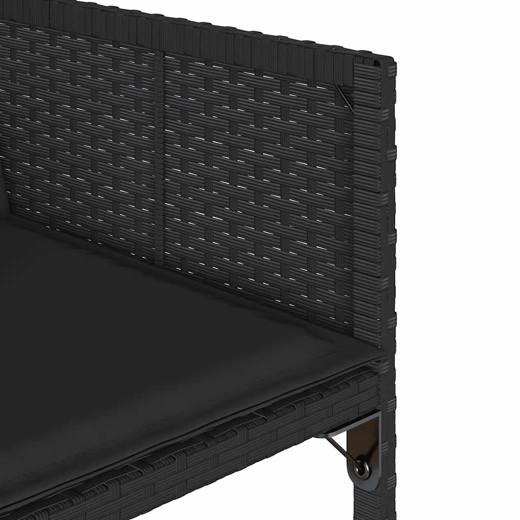 vidaXL Garden Chairs with Cushions 4 pcs Black Poly Rattan