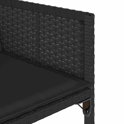 vidaXL Garden Chairs with Cushions 4 pcs Black Poly Rattan