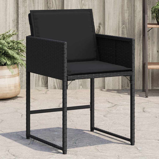 vidaXL Garden Chairs with Cushions 4 pcs Black Poly Rattan