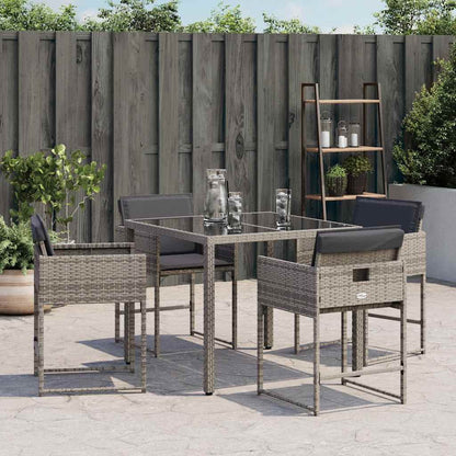 vidaXL Garden Chairs with Cushions 4 pcs Grey Poly Rattan