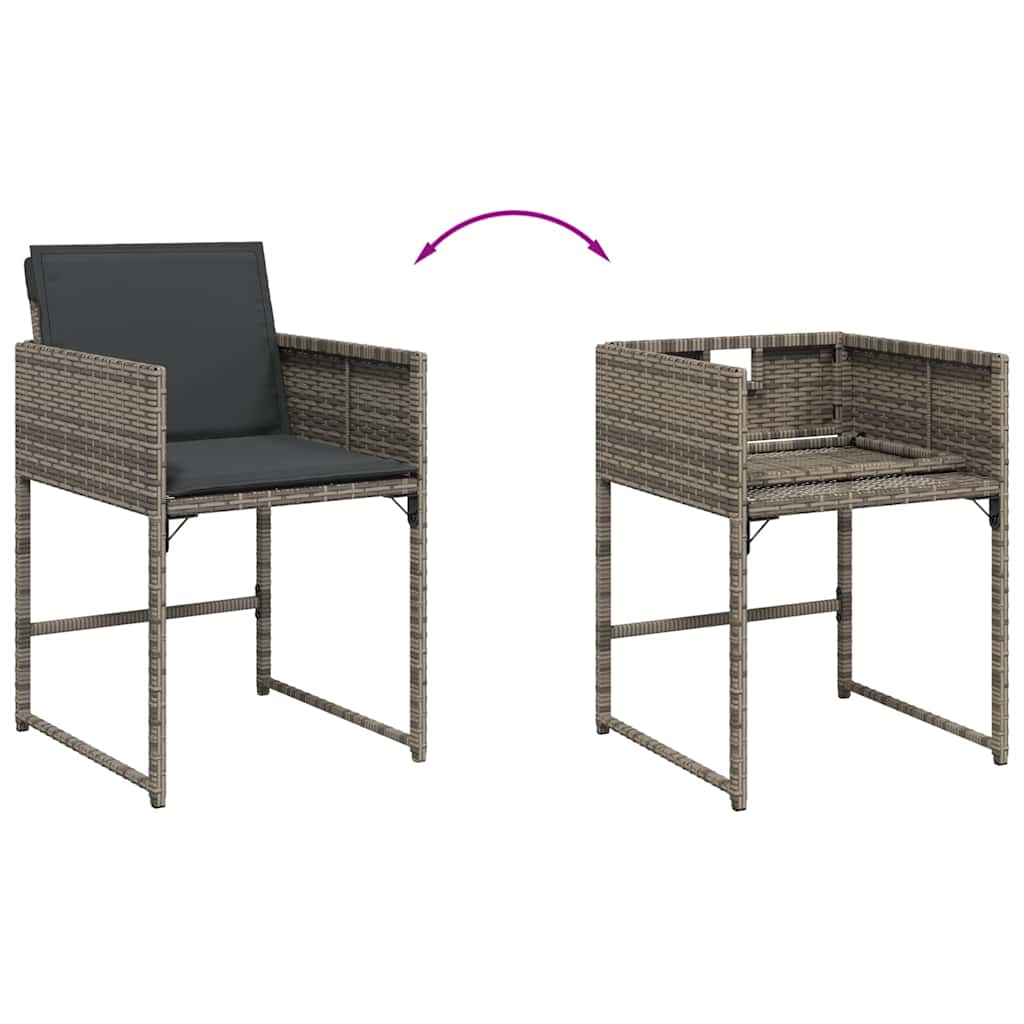 vidaXL Garden Chairs with Cushions 4 pcs Grey Poly Rattan