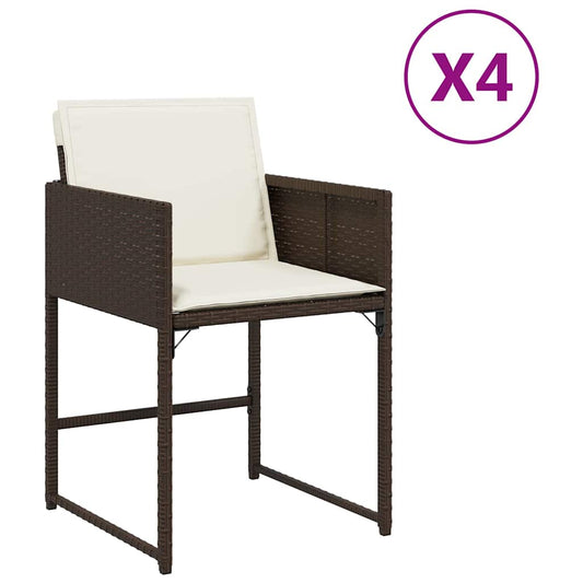 vidaXL Garden Chairs with Cushions 4 pcs Brown Poly Rattan