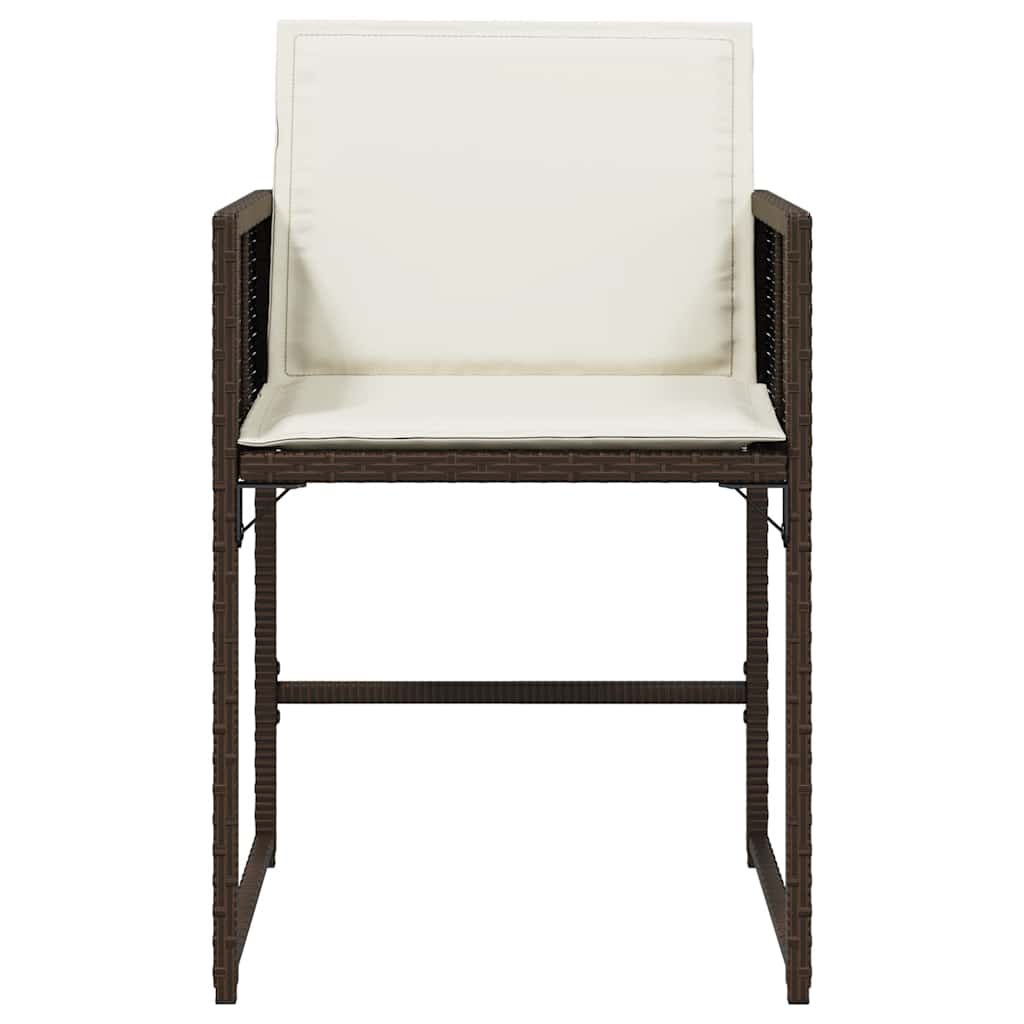 vidaXL Garden Chairs with Cushions 4 pcs Brown Poly Rattan