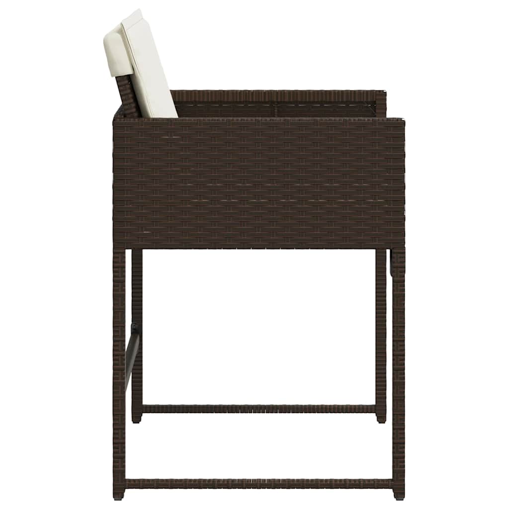 vidaXL Garden Chairs with Cushions 4 pcs Brown Poly Rattan